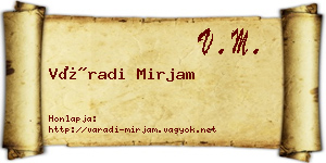 Váradi Mirjam névjegykártya
